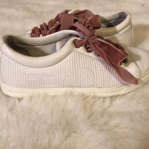 Genuine FENDI leather and velvet sneakers